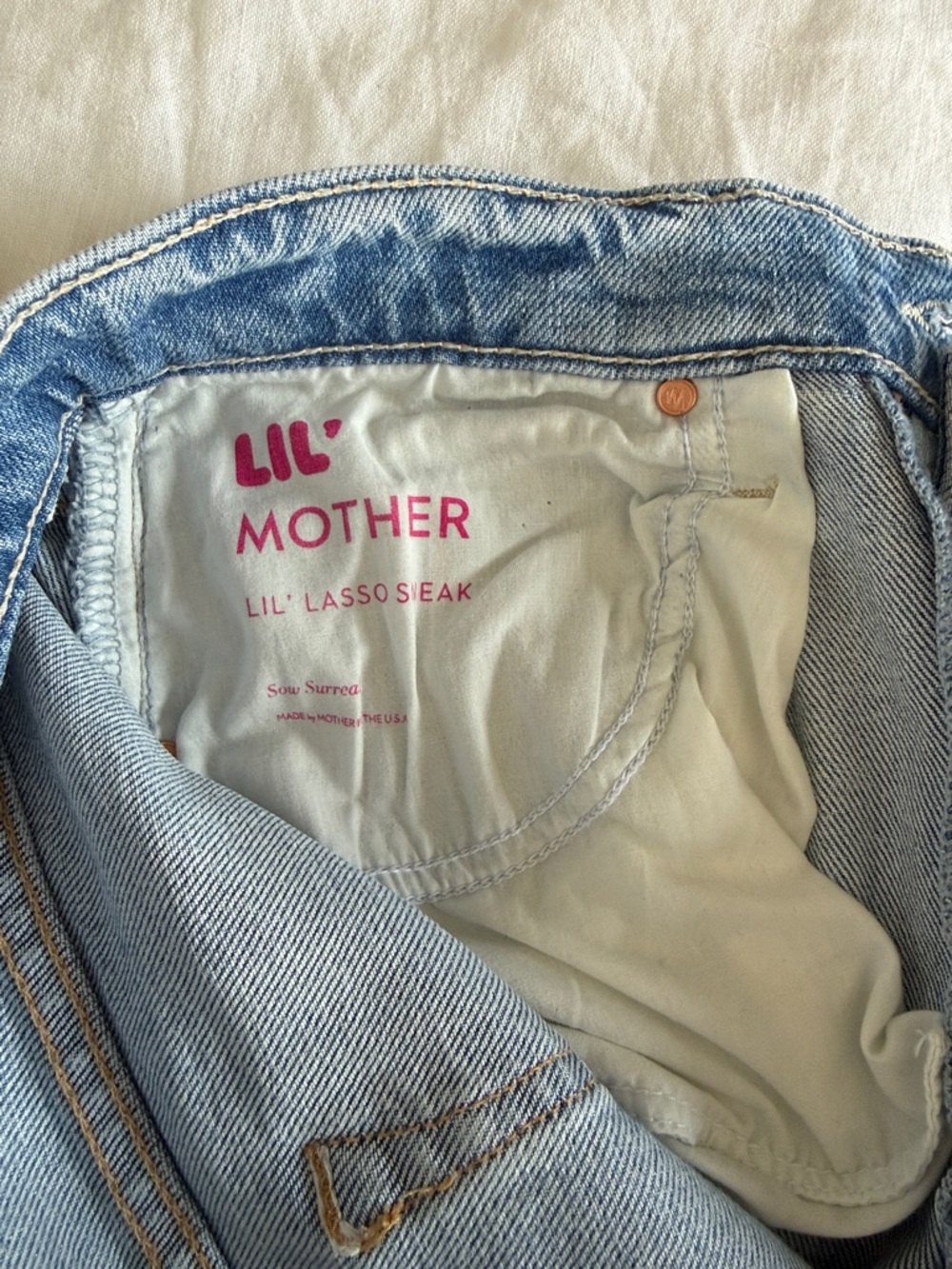 MOTHER Lil’ Lasso Sneak Jeans in shade “Sow Surreal” size 28 NWOT - Picture 11 of 12